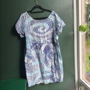 Abstract Blue and White Dress